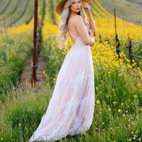 Women's Lace Boho Wedding Dresses for Bride Long Beach Mermaid Bridal - Picture 3 of 5